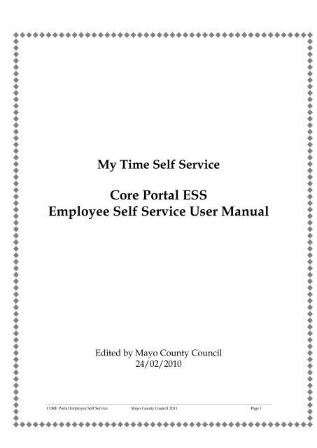 CORE PORTAL EMPLOYEE SELF SERVICE (ESS) USER .